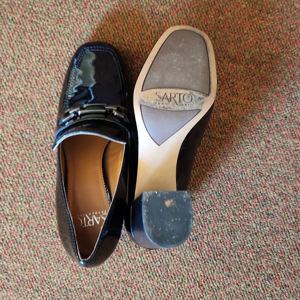 SARTO by Franco Sarto Black Leather Block Heels - Picture 5 of 6